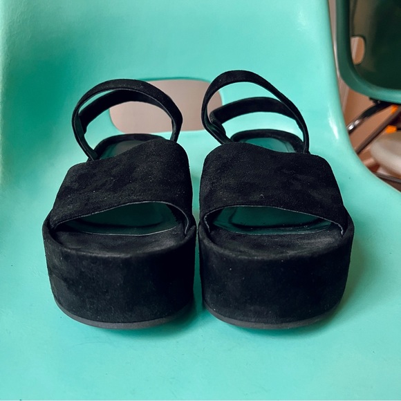 FURLA CAPRICCIO SLINGBACK BLACK PLATFORM SUEDE SANDALS - Picture 6 of 11